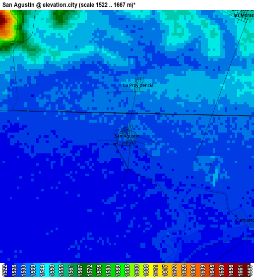 San Agustín elevation map