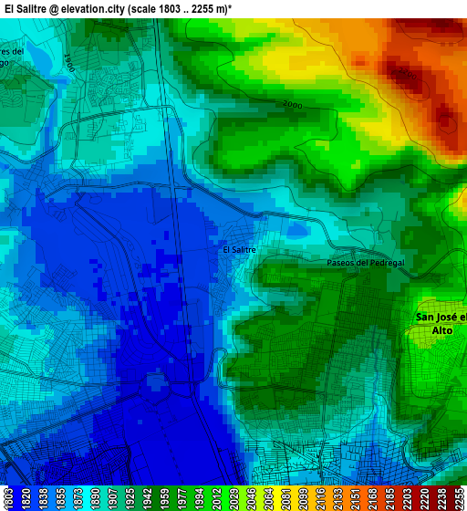 El Salitre elevation map