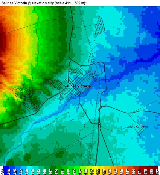 Salinas Victoria elevation map