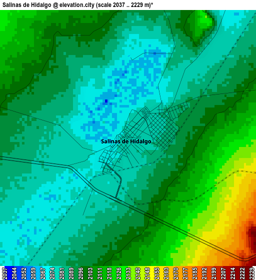 Salinas de Hidalgo elevation map