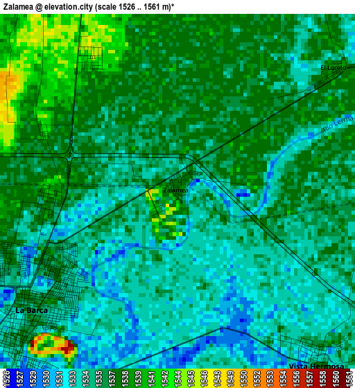 Zalamea elevation map