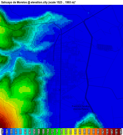 Sahuayo de Morelos elevation map