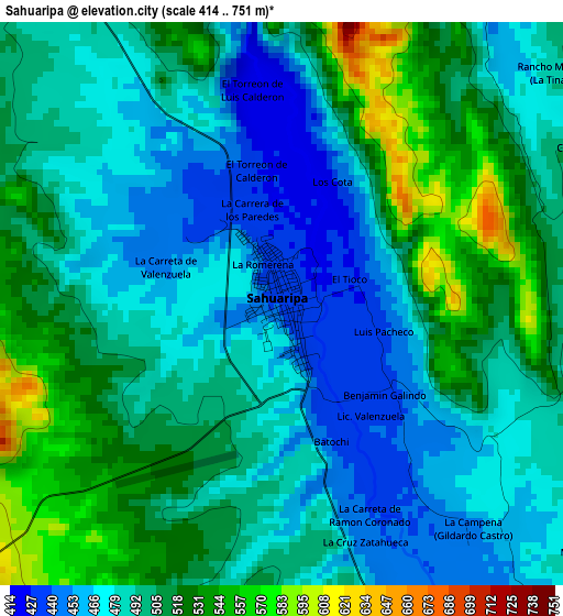 Sahuaripa elevation map