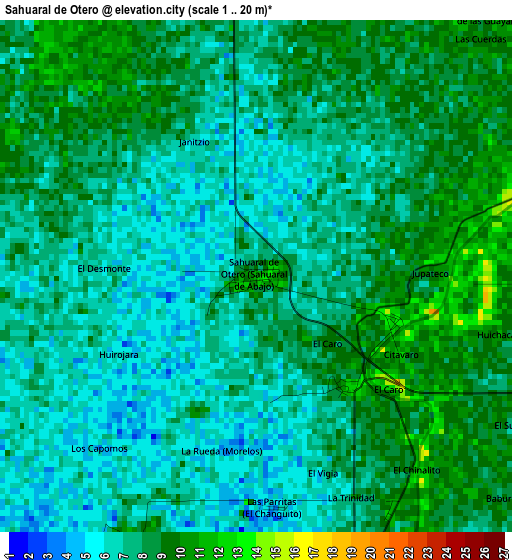 Sahuaral de Otero elevation map
