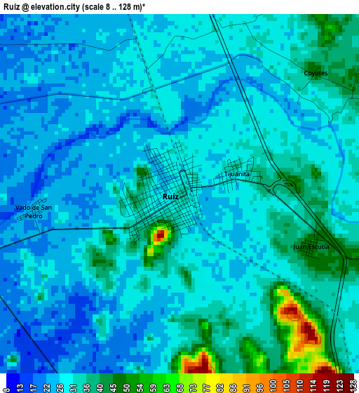 Ruíz elevation map