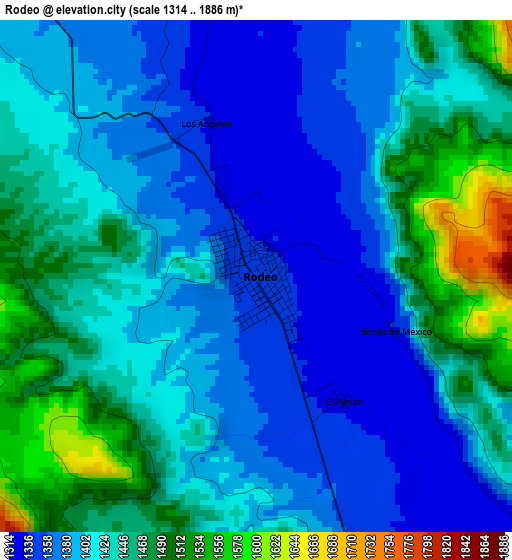 Rodeo elevation map