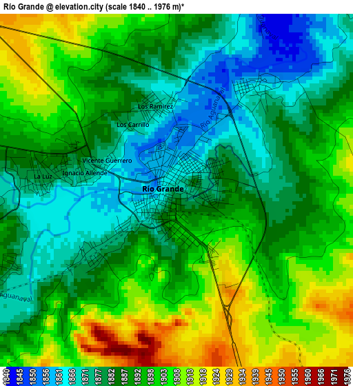 Río Grande elevation map