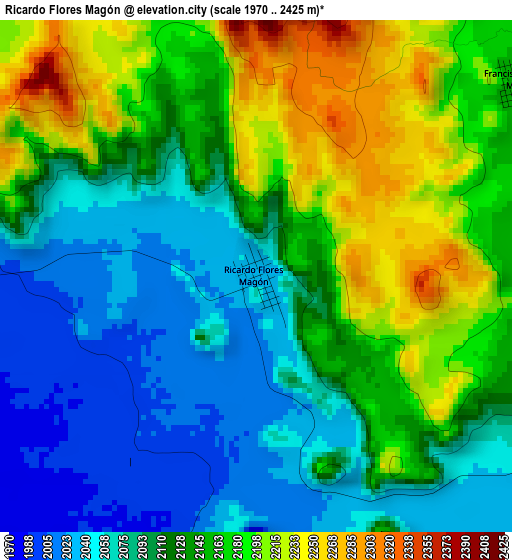 Ricardo Flores Magón elevation map
