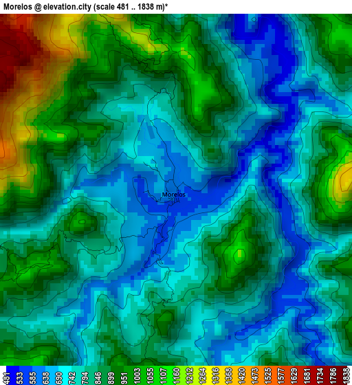 Morelos elevation map
