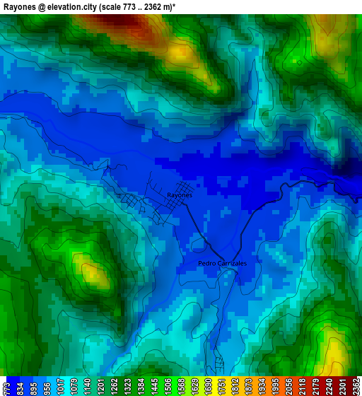 Rayones elevation map