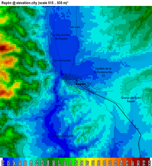 Rayón elevation map