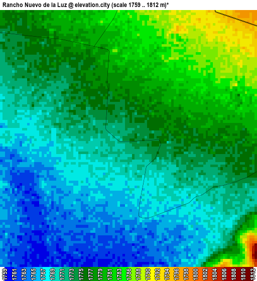 Rancho Nuevo de la Luz elevation map