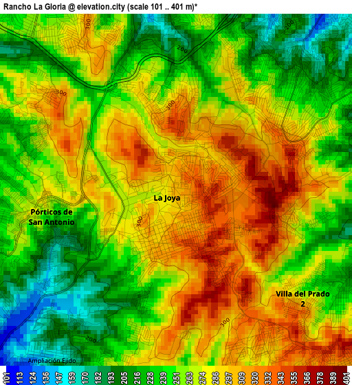 Rancho La Gloria elevation map