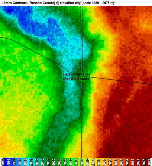 Lázaro Cárdenas (Rancho Grande) elevation map