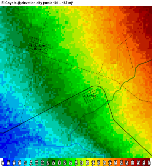 El Coyote elevation map