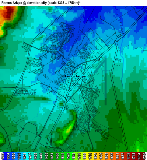 Ramos Arizpe elevation map