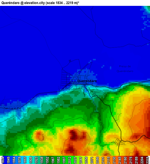 Queréndaro elevation map