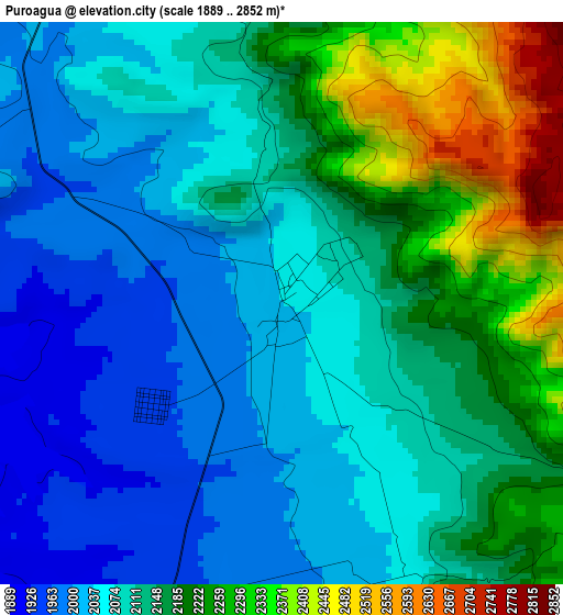 Puroagua elevation map