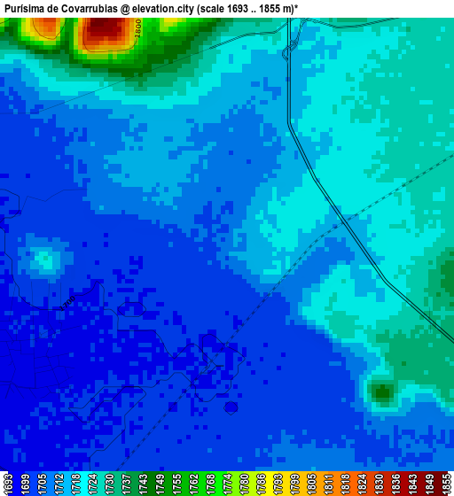 Purísima de Covarrubias elevation map