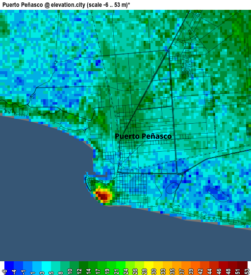 Puerto Peñasco elevation map