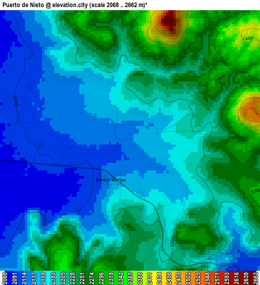 Puerto de Nieto elevation map