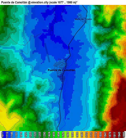 Puente de Camotlán elevation map