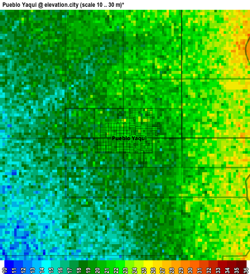 Pueblo Yaqui elevation map