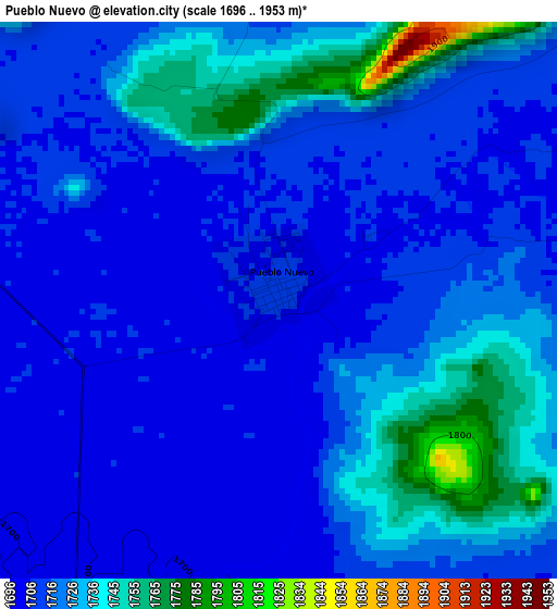 Pueblo Nuevo elevation map