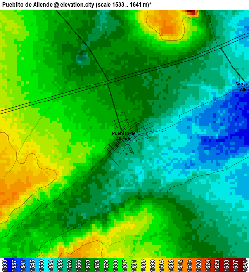 Pueblito de Allende elevation map