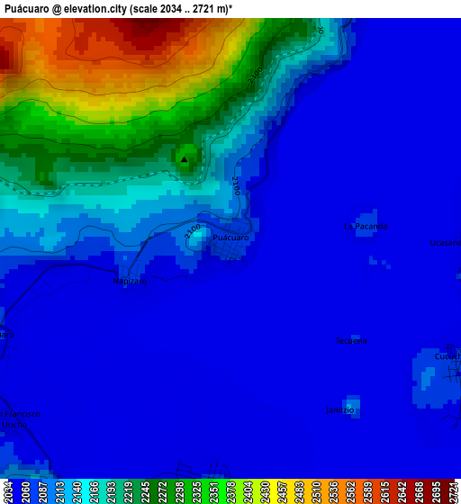 Puácuaro elevation map