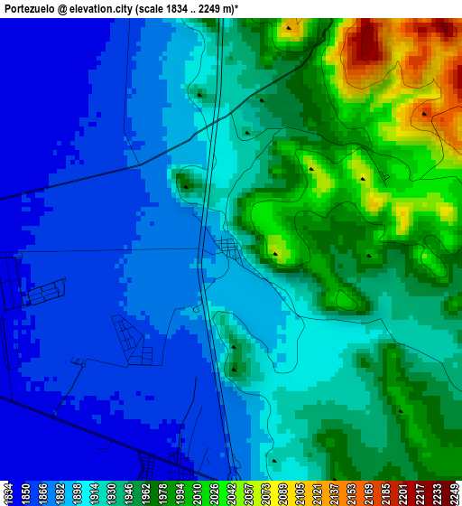 Portezuelo elevation map