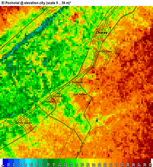 El Pochotal elevation map