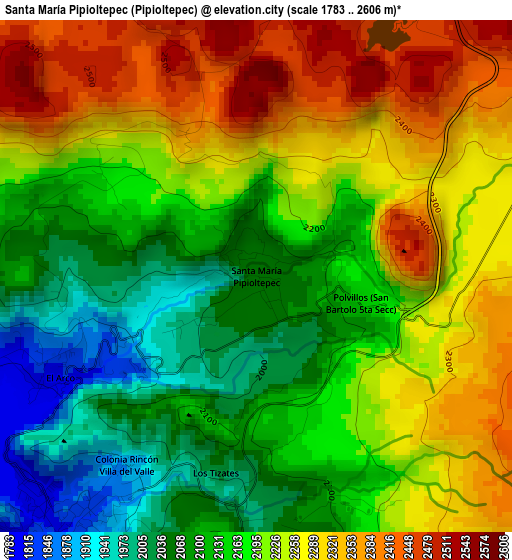 Santa María Pipioltepec (Pipioltepec) elevation map