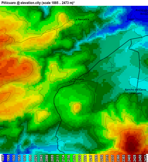 Piñícuaro elevation map