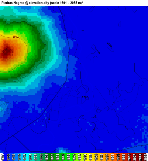 Piedras Negras elevation map