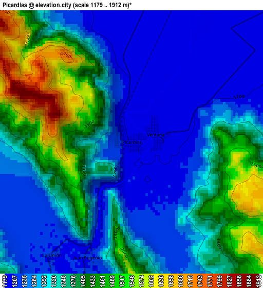 Picardías elevation map