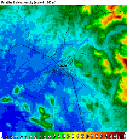 Petatlán elevation map