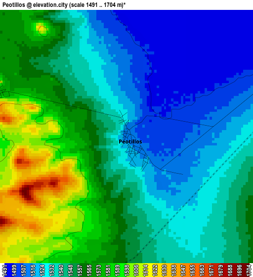 Peotillos elevation map