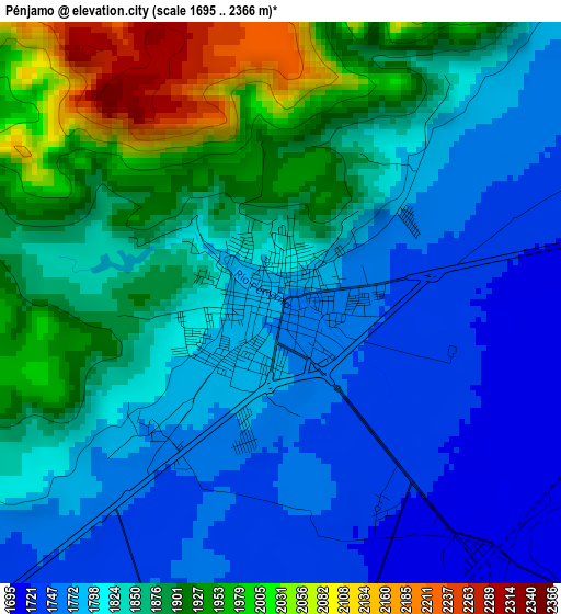Pénjamo elevation map