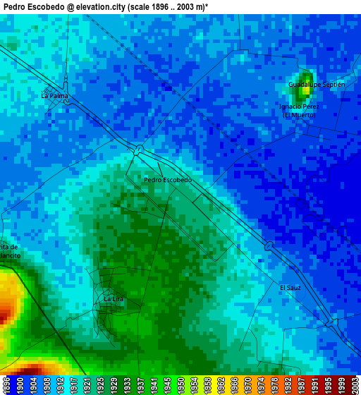 Pedro Escobedo elevation map