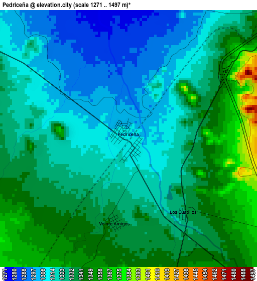 Pedriceña elevation map