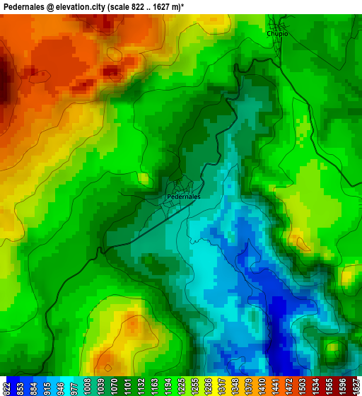 Pedernales elevation map