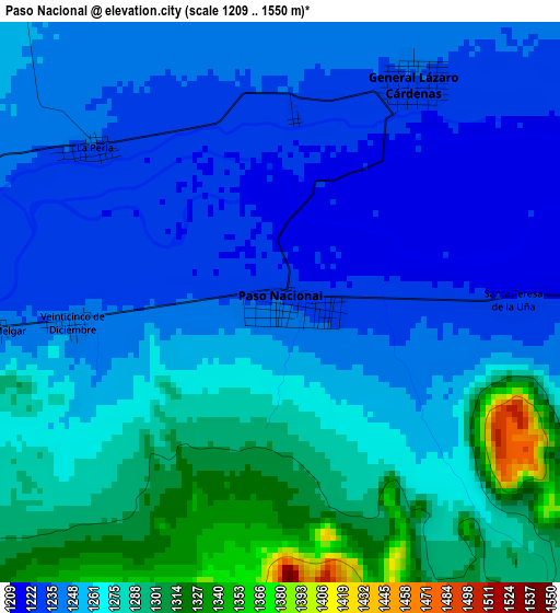 Paso Nacional elevation map