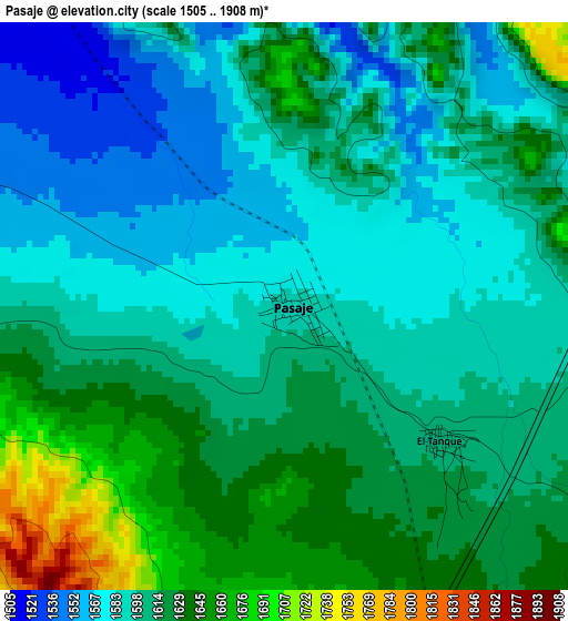 Pasaje elevation map