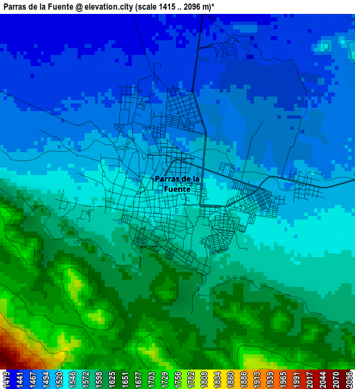 Parras de la Fuente elevation map