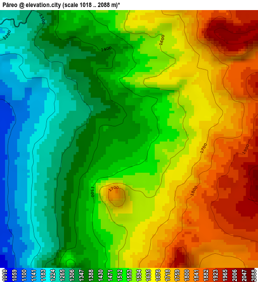 Páreo elevation map