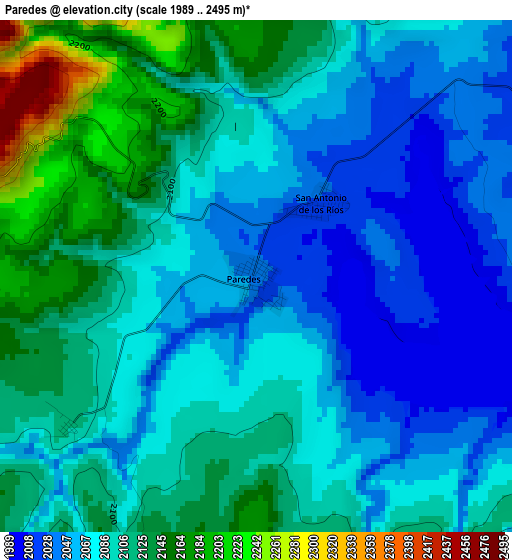 Paredes elevation map