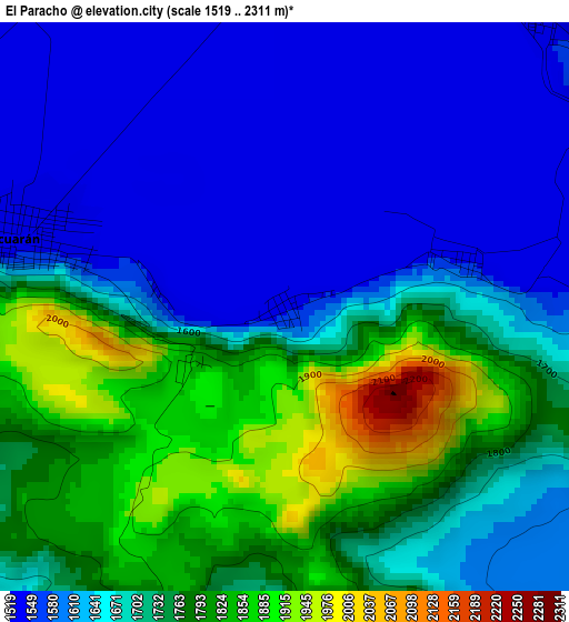 El Paracho elevation map