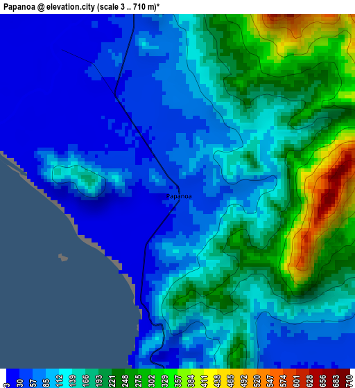 Papanoa elevation map