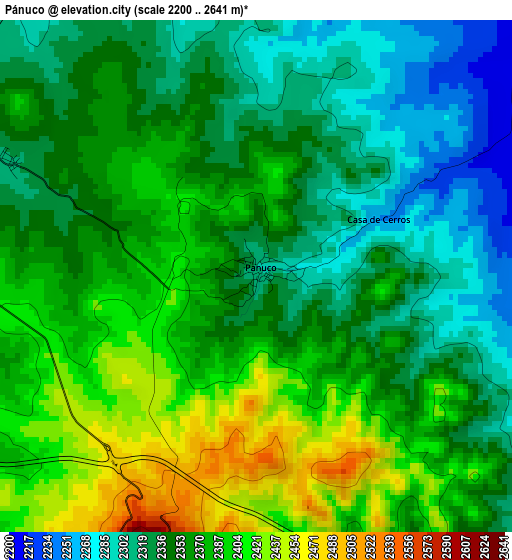 Pánuco elevation map